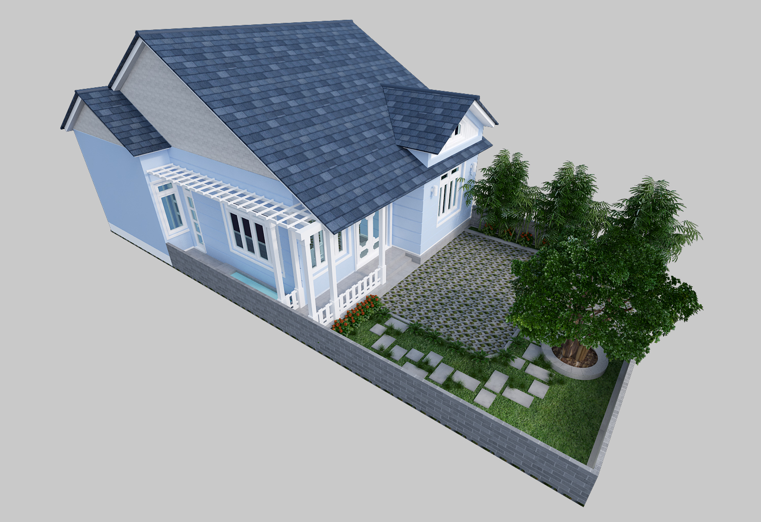 Phối cảnh 3D toàn cảnh căn nhà