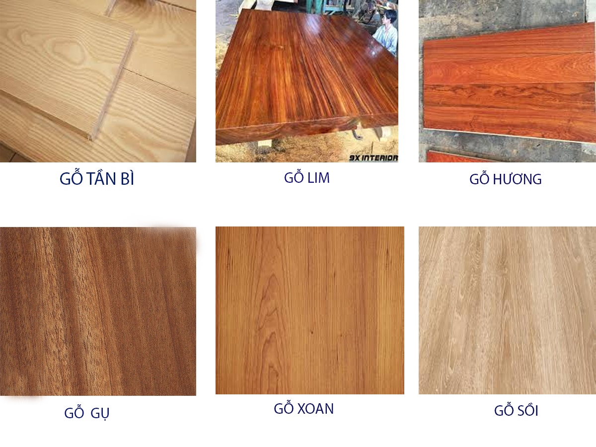 Các loại gỗ được sử dụng
